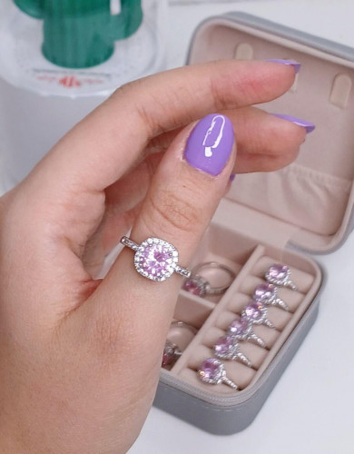 Classic pink round gemstone ring for girls