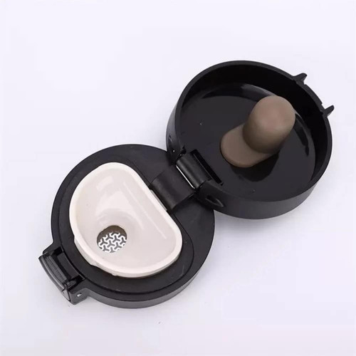 Double-walled thermal steel travel mug with lockable lid