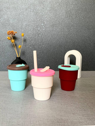 Silicone Tumbler with Straw 200ml Modern Design