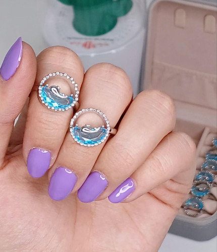 Blue Gem Dolphin Girl's Ring