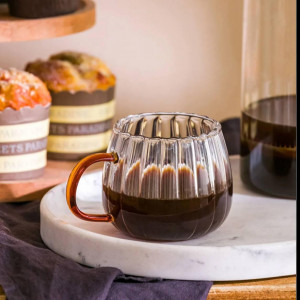 لیوان پیرکس طرح کدو دسته رنگی