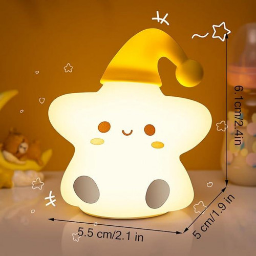 Star design silicone night light with RGB color changing capability