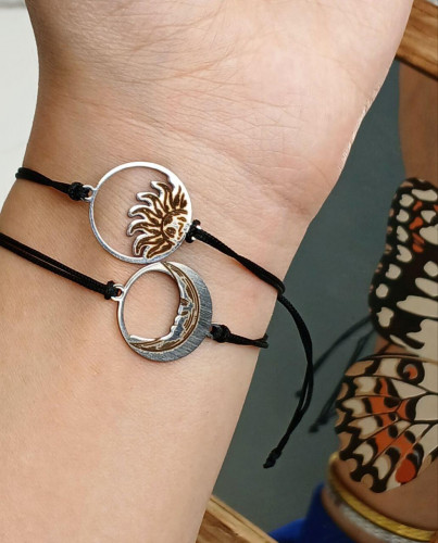 Girls' friendship bracelet with moon and sun design