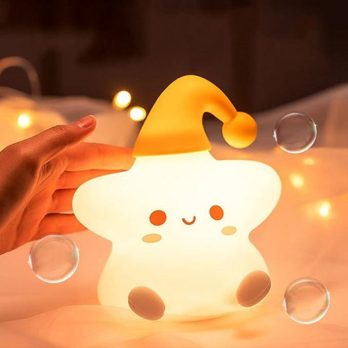 Star design silicone night light with RGB color changing capability