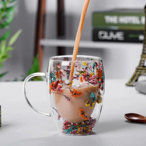 Double-Layered Floral Pyrex Mug