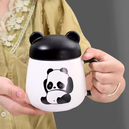 Panda mug with lid