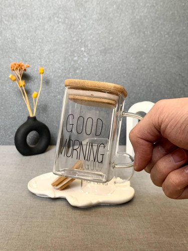 Good Morning Mug with Small Wooden Lid