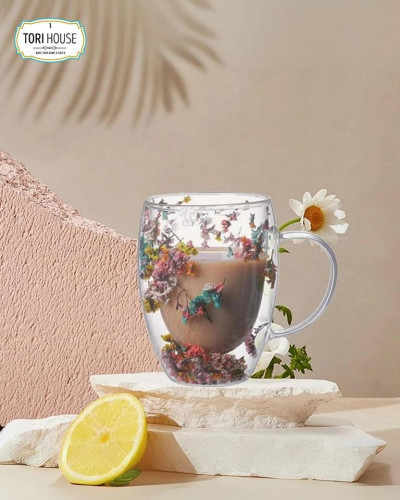 Double-Layered Floral Pyrex Mug