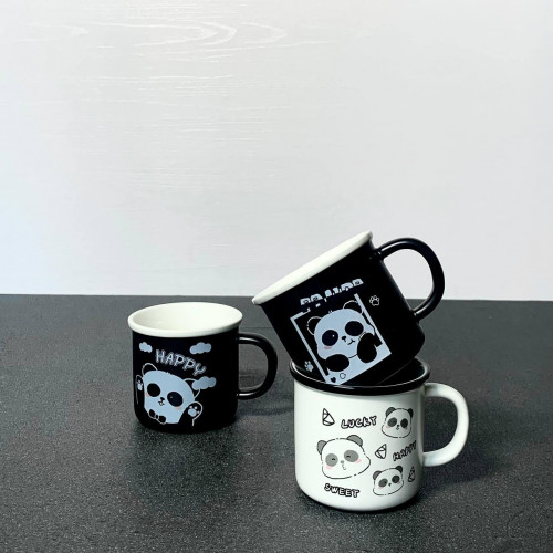panda mug black & white
