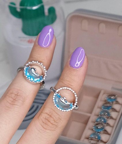 Blue Gem Dolphin Girl's Ring