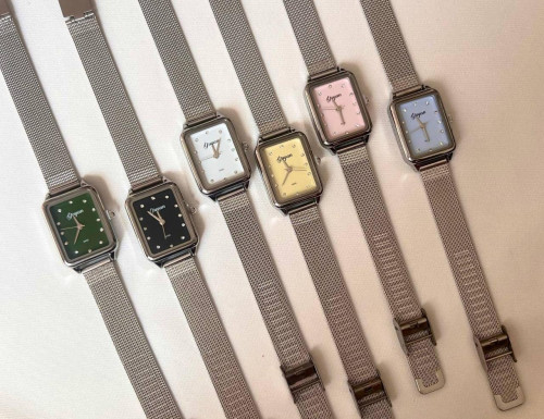 Women’s Rectangular Mesh Strap Stainless Steel Watch