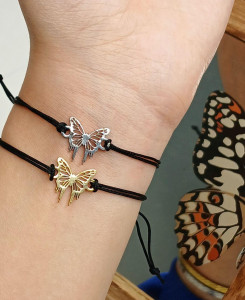 دستبند دوستی دخترونه طرح پروانه