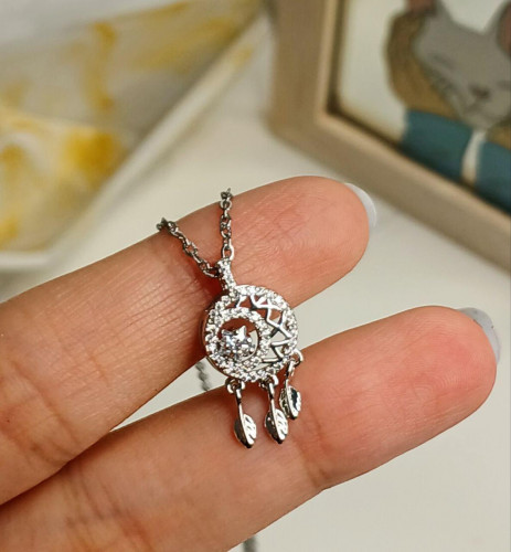 Dreamcatcher design steel necklace