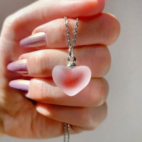 Pastel matte heart necklace with steel chain