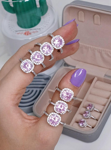 Classic pink round gemstone ring for girls