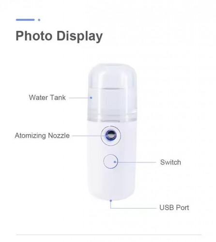 Rechargeable pocket cold mist humidifier (mini nano facial spray)