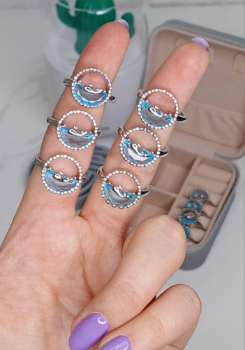 Blue Gem Dolphin Girl's Ring