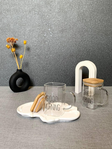 Good Morning Mug with Small Wooden Lid