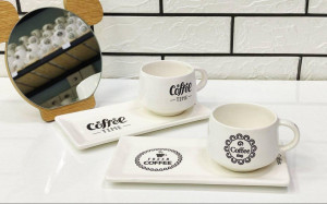 ست فنجان و سینی طرح Coffee