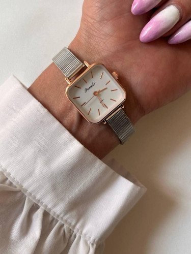 Women’s Square Mesh Strap Stainless Steel Watch