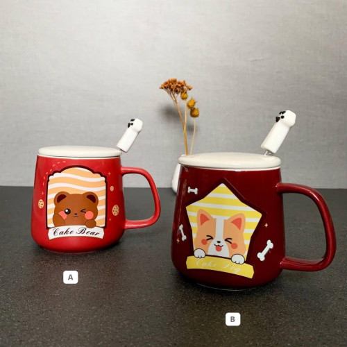 Colorful Animal Design Ceramic Mug with Lid