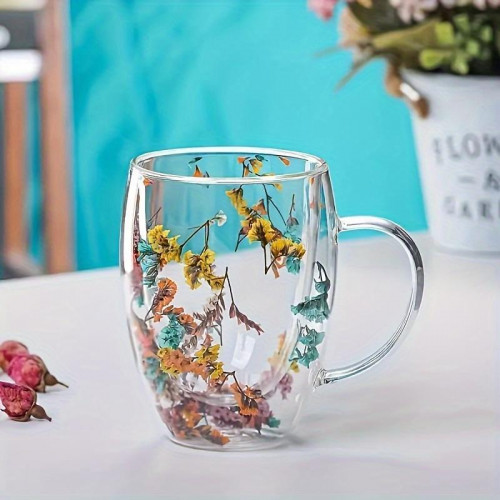 Double-Layered Floral Pyrex Mug